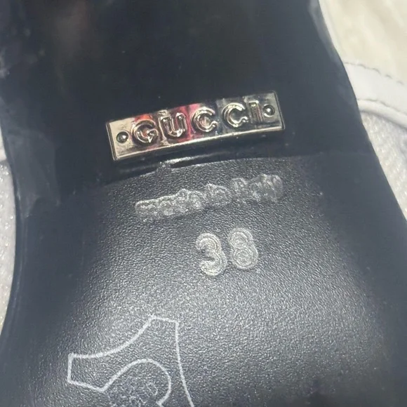 Gucci White and Gray Mesh Mules - Picture 6 of 9